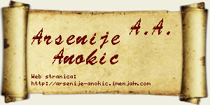 Arsenije Anokić vizit kartica